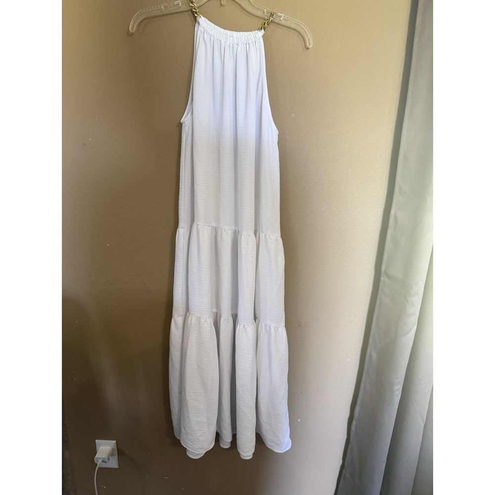 Michael Kors White Gold chain halter dress size S Small Women's Tiered